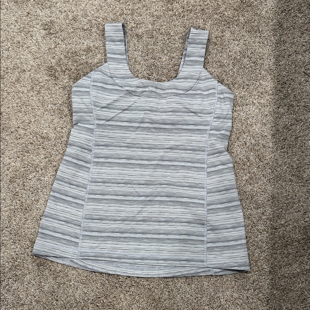 lululemon athletica Gray/White Striped Tank Top